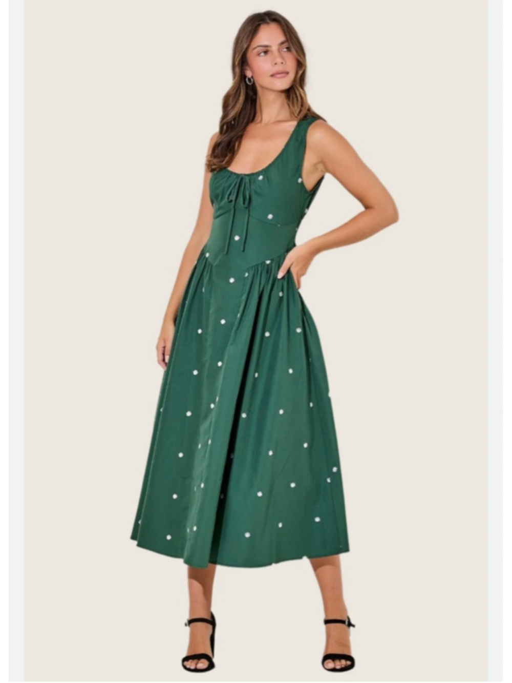 Women's BaeVely Green & White Floral Midi Dress M